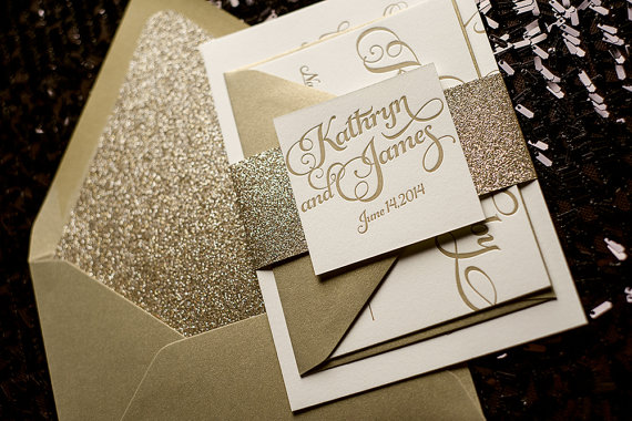 Gold and glittering invitations can be part of 2016's gold trend.
